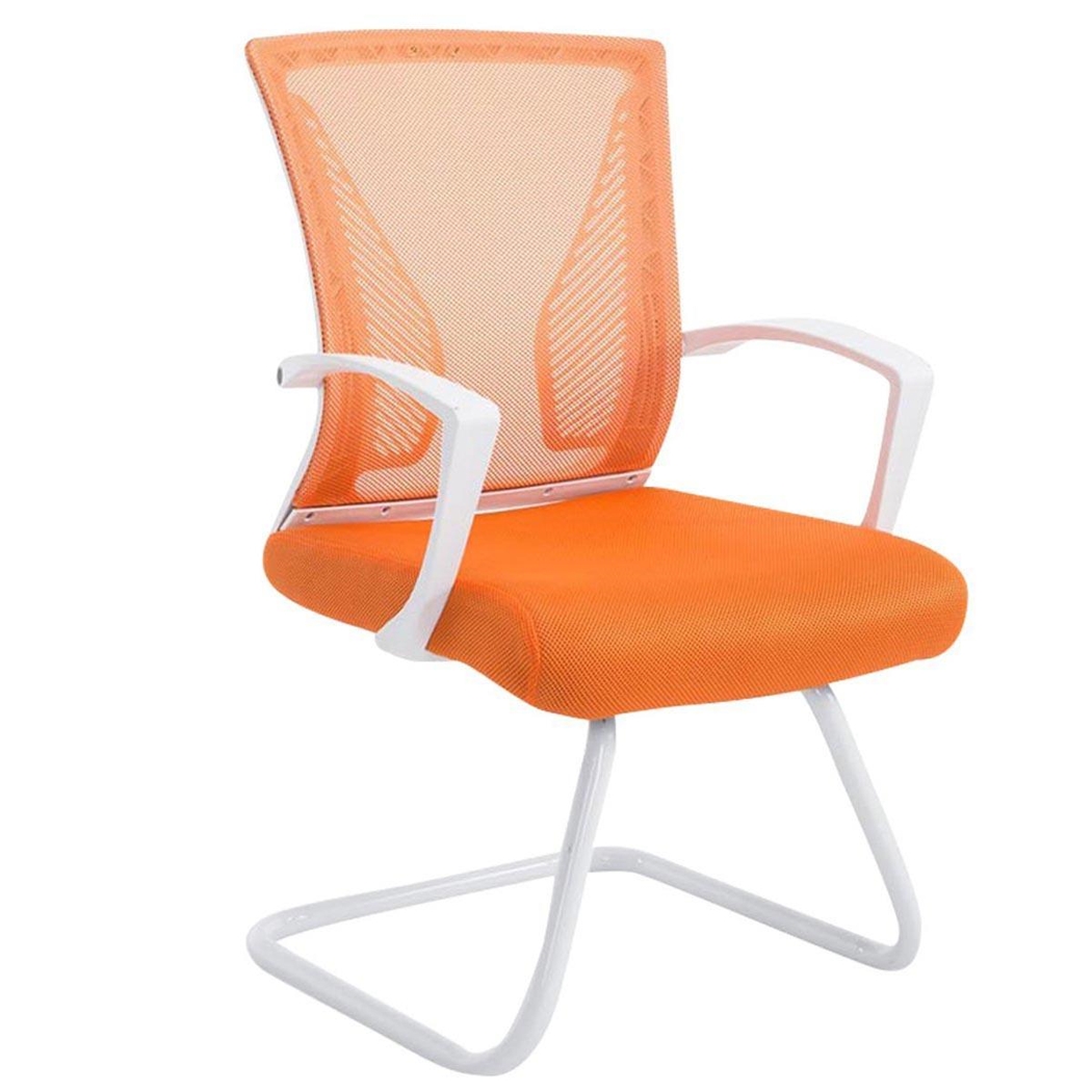 Silla de Confidente CUBA WHITE V, Estructura Metálica, en Malla Transpirable Color Naranja