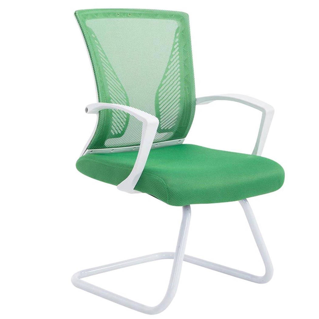 Silla de Confidente CUBA WHITE V, Estructura Metálica, en Malla Transpirable Color Verde