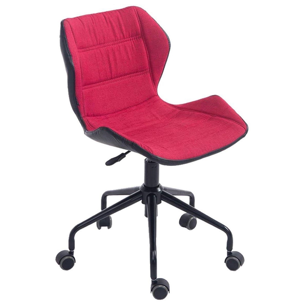 Silla de Oficina LAREDO, Estructura Metálica, en Tela Color Rojo Oscuro