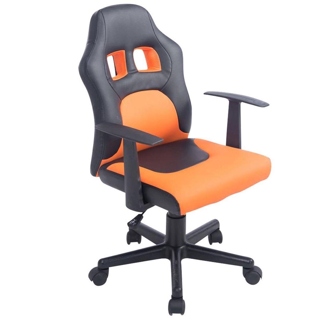 Silla Para Niños GOKU, Diseño Deportivo, En Piel color Negro/Naranja