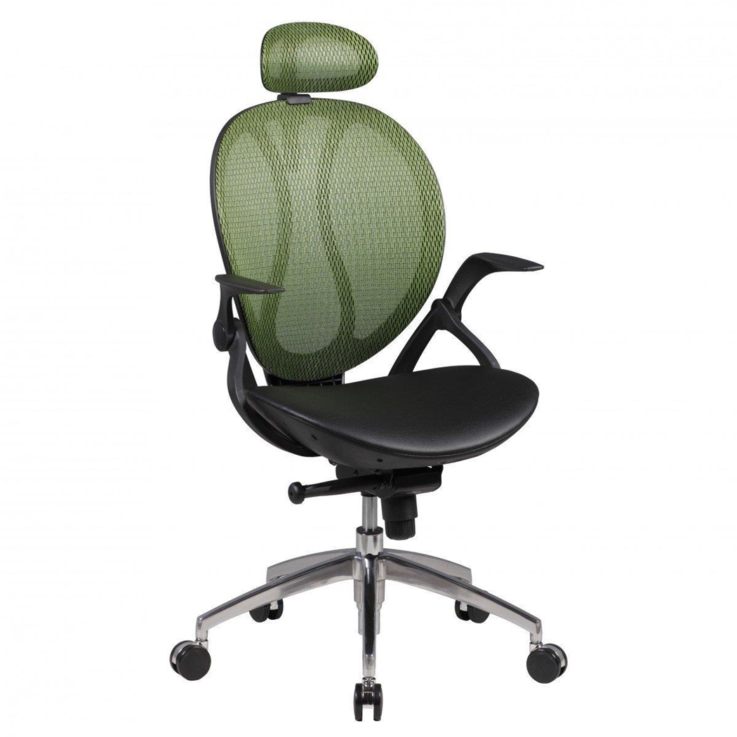 Silla Ergonómica TELMA PRO, Cabecero y Brazos Regulables en Malla Transpirable color Verde