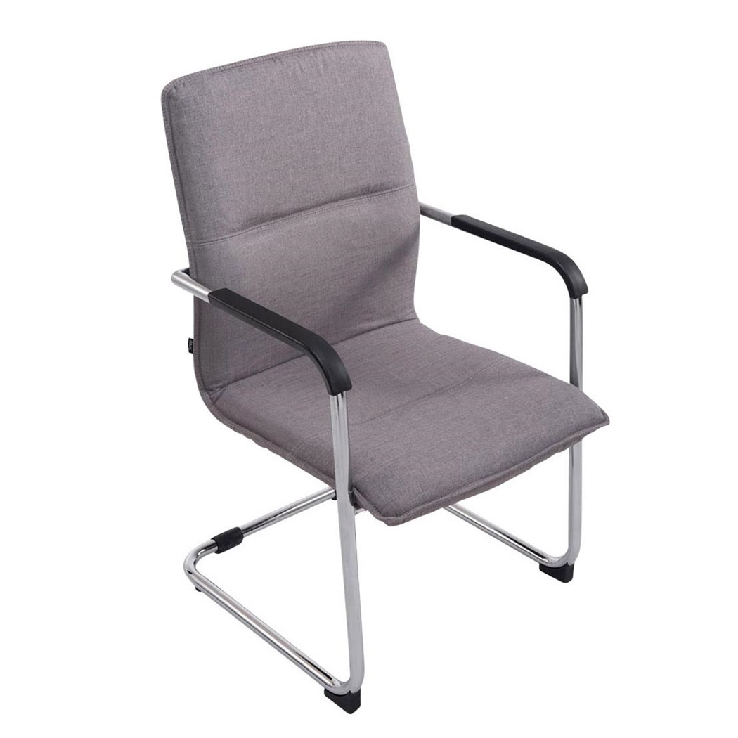 Silla de Confidente GOLIAT TELA, Estructura Metálica, Gran Acolchado y Elegante Diseño en color Gris claro