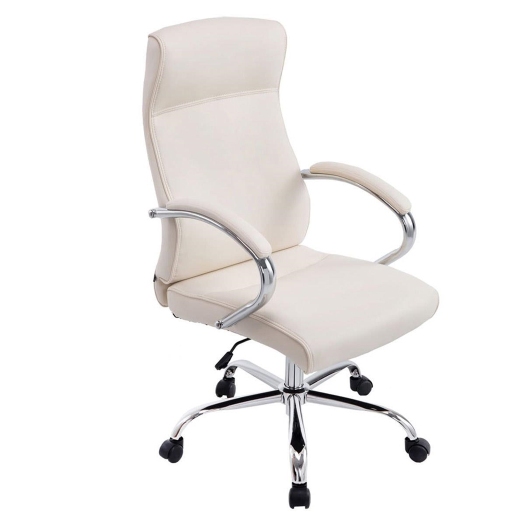 Sillón de oficina ZURIGO, XXL, Gran Acolchado, Tapizado en Piel color Crema