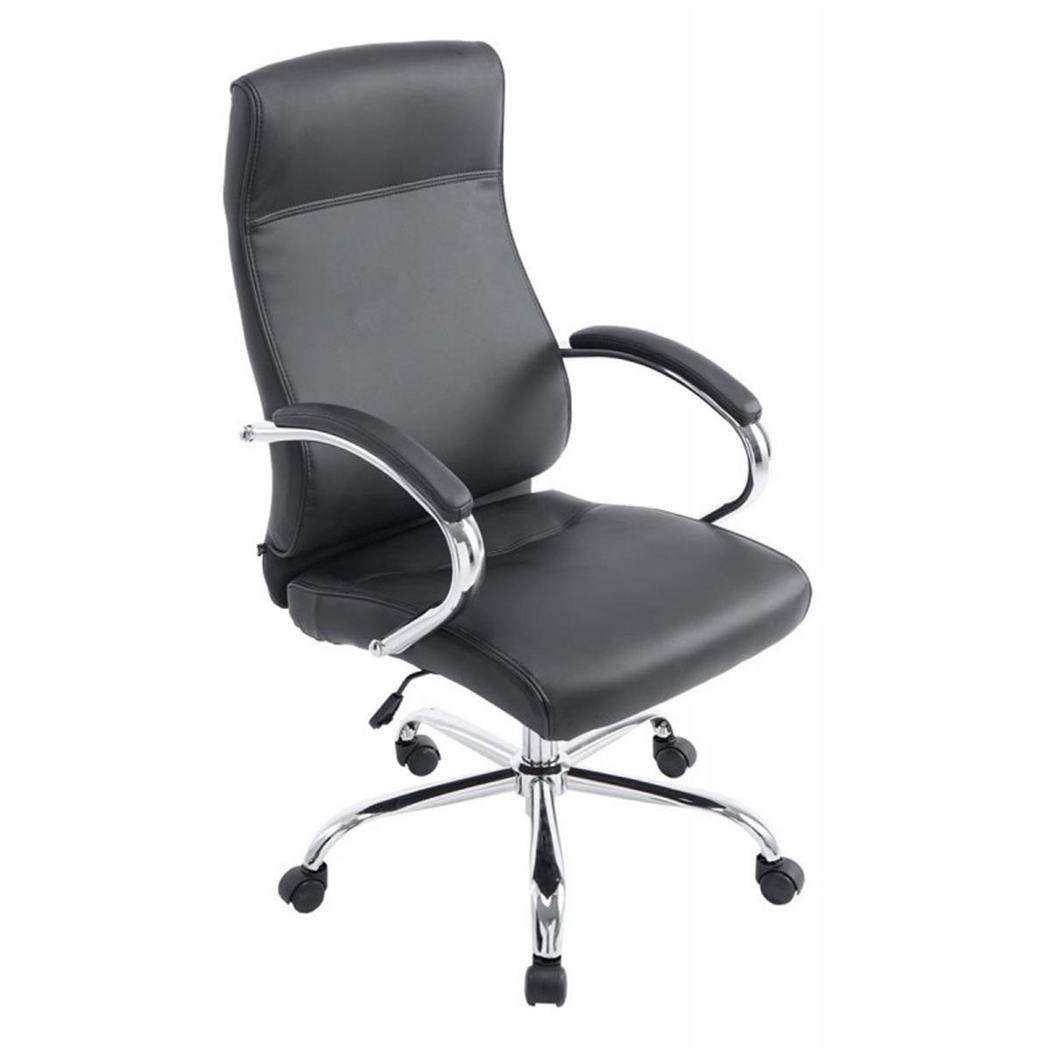 Sillón de oficina ZURIGO, XXL, Gran Acolchado, Tapizado en Piel color Negro