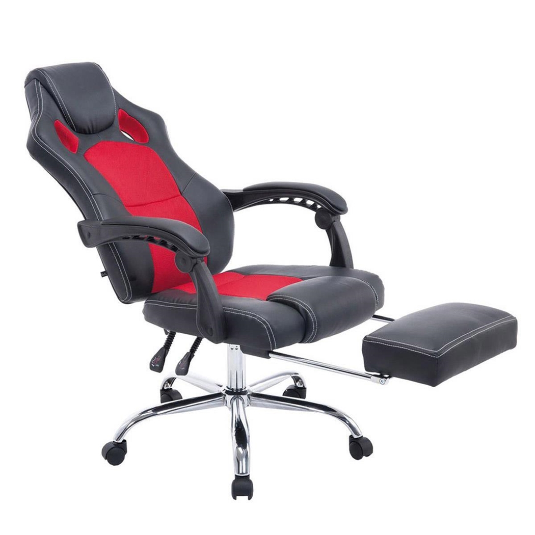 Silla Gaming SPRINT, Reposapiés Extensible, en Piel Negra y Malla Transpirable color Rojo