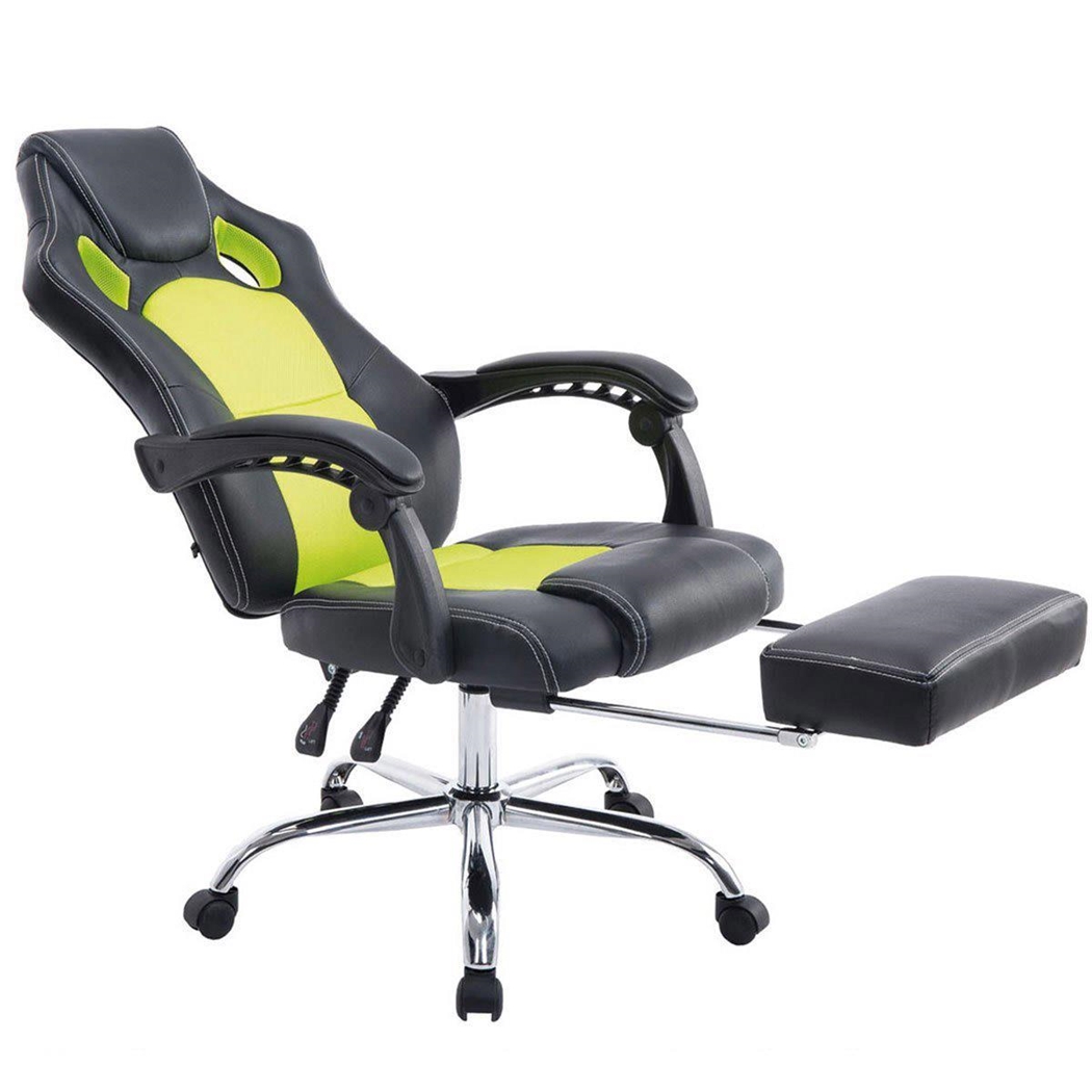 Silla Gaming SPRINT, Reposapiés Extensible, en Piel Negra y Malla Transpirable color Verde