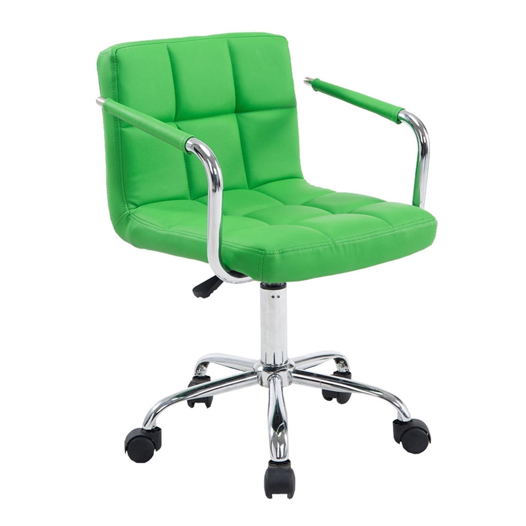 Silla de Oficina BETTY, Gran Acolchado, Estructura Metálica, en Piel color Verde