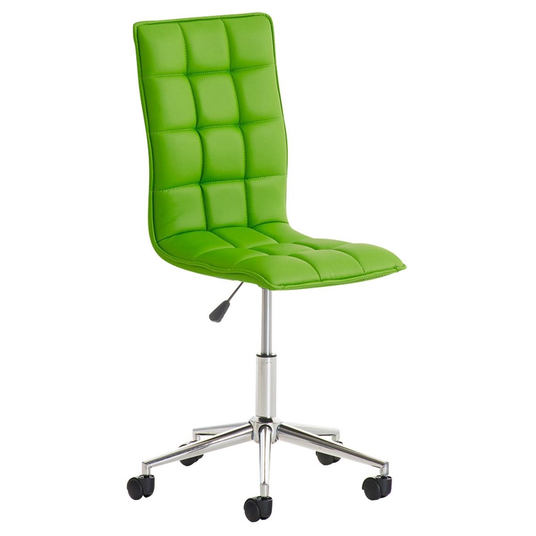 Silla de Oficina BULGARI, Precioso Diseño, Base Metálica, tapizada en Piel color Verde