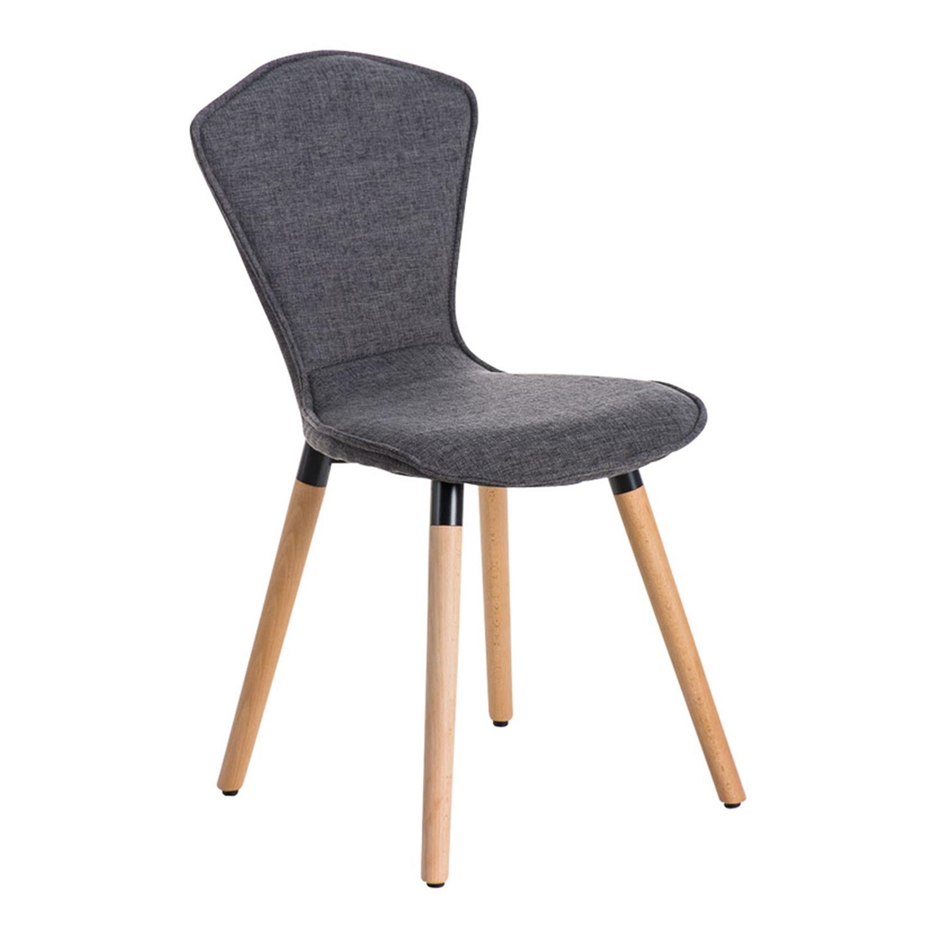 Silla de Confidente FELIKA, Patas de Madera, Gran Acolchado en Tela color Gris claro