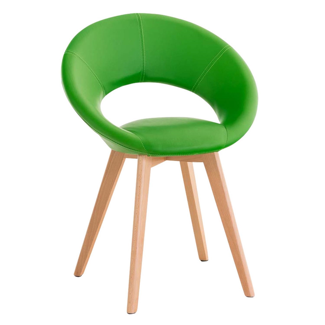 Silla de Confidente TIMY, Diseño Exclusivo, Patas de Madera, Gran Acolchado en Piel color Verde