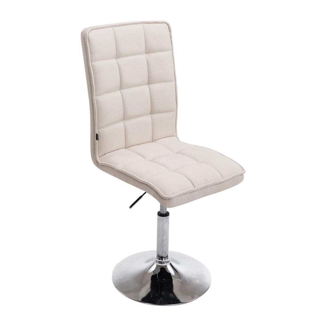 Silla de Confidente BULGARI TELA, ajustable en altura, base fija en metal, tapizada en color Crema