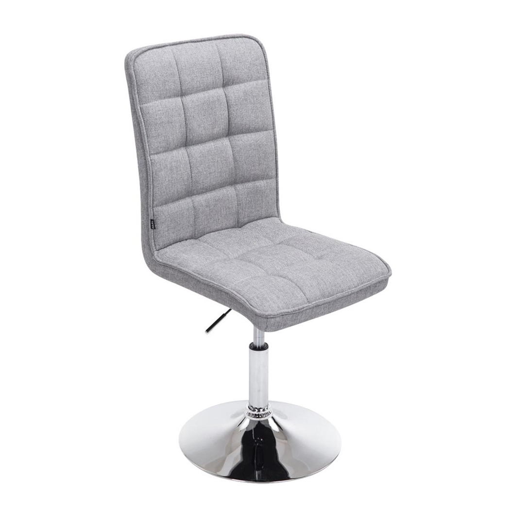 Silla de Confidente BULGARI TELA, ajustable en altura, base fija en metal, tapizada en color Gris claro