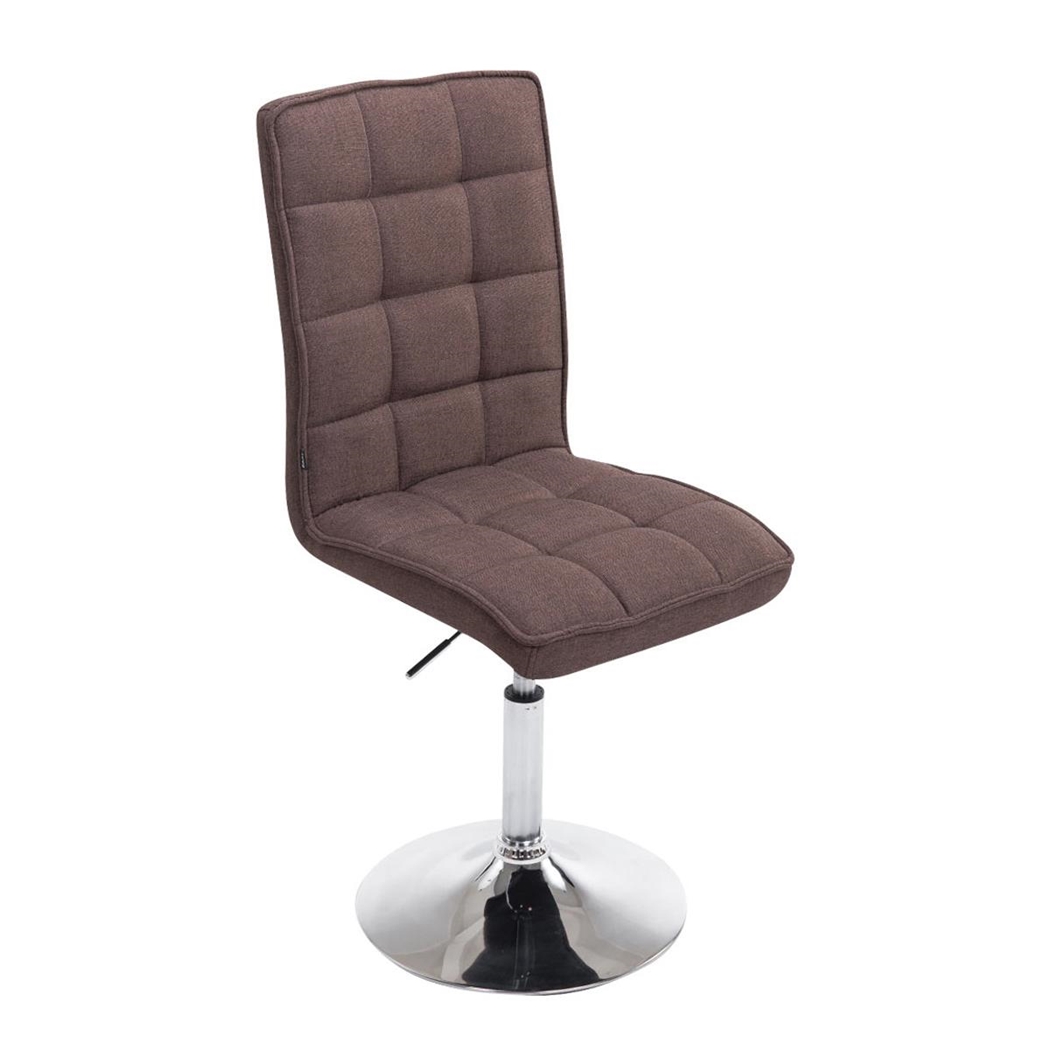 Silla de Confidente BULGARI TELA, ajustable en altura, base fija en metal, tapizada en color Marrón