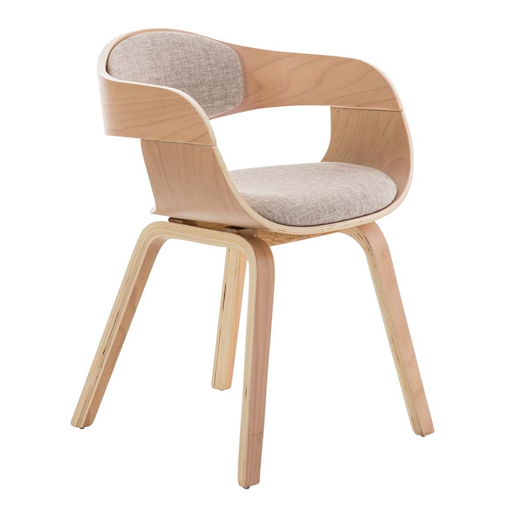 Silla de Confidente BUTAN TELA exclusivo diseño, estructura en madera color haya y crema