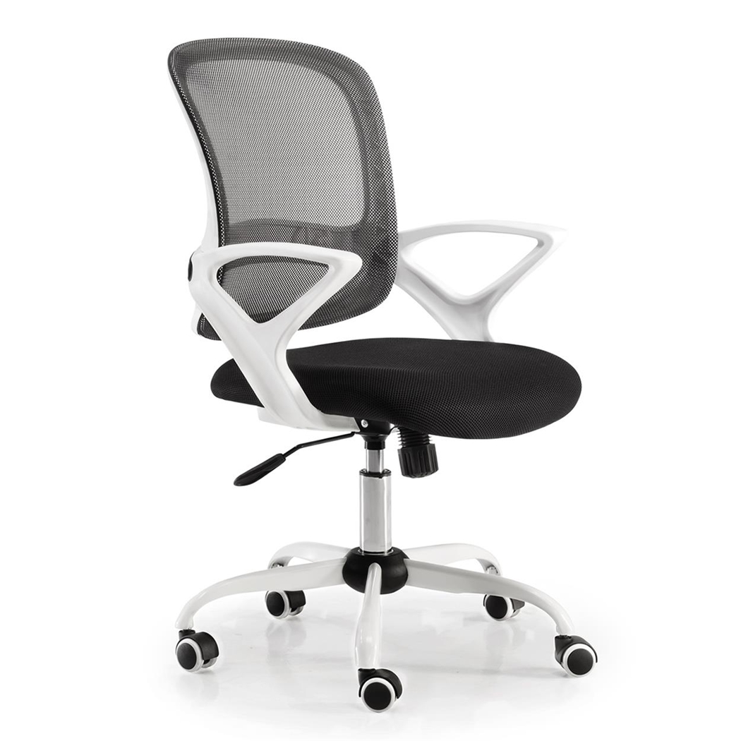 Silla de Oficina JACOB, Estructura en Blanco, Diseño Moderno, Tapizado en Negro