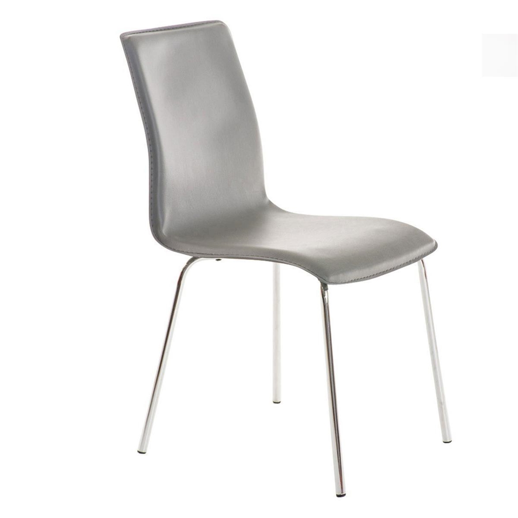 Silla de Confidente MIKI, Diseño Exclusivo, Tapizada en Piel color Gris