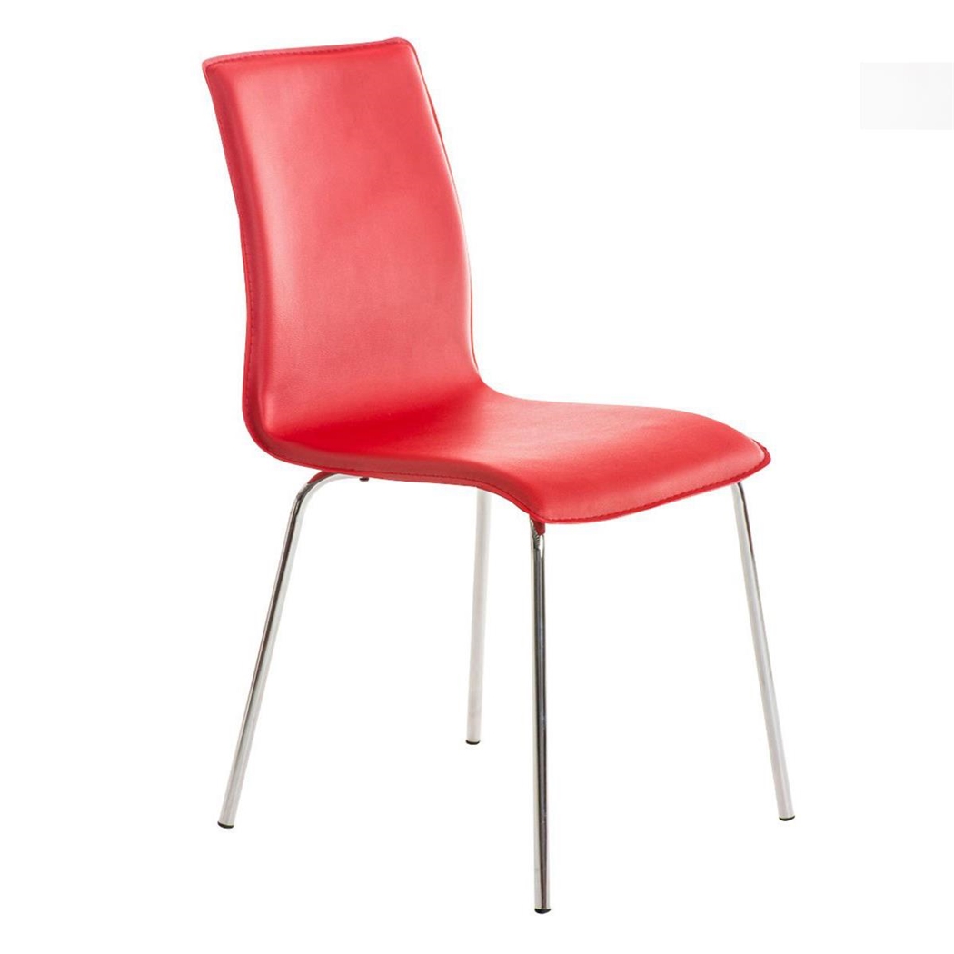 Silla de Confidente MIKI, Diseño Exclusivo, Tapizada en Piel color Rojo