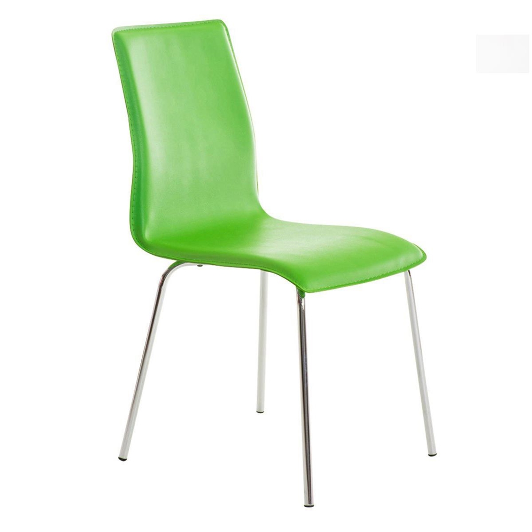 Silla de Confidente MIKI, Diseño Exclusivo, Tapizada en Piel color Verde