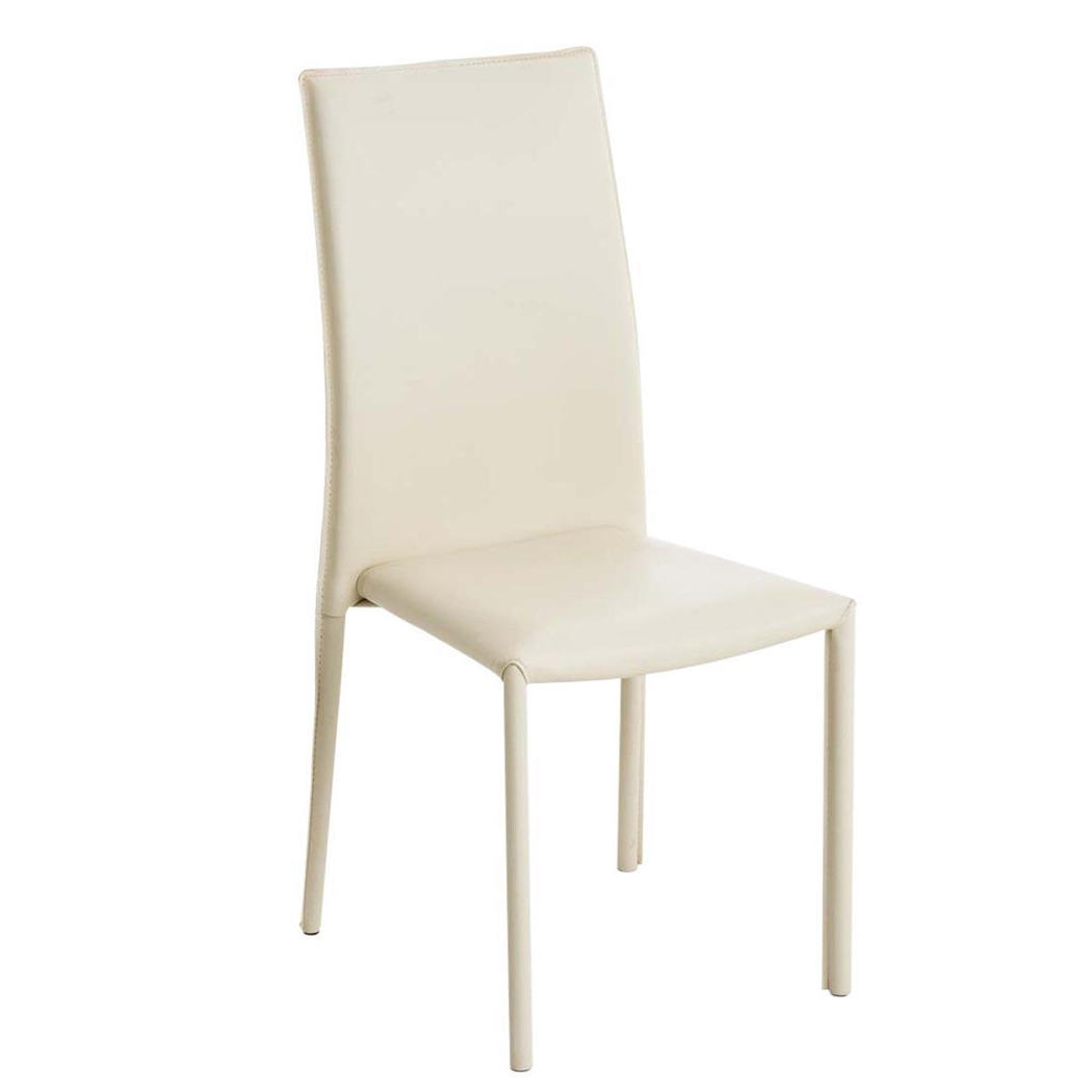 Silla de Confidente LAURA, Diseño Moderno, Tapizada en Piel color Crema