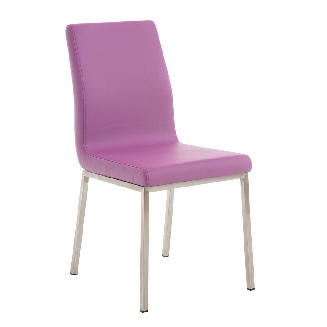 Silla de Confidente COLOMO, Gran Acolchado, Tapizada en Piel color Morado