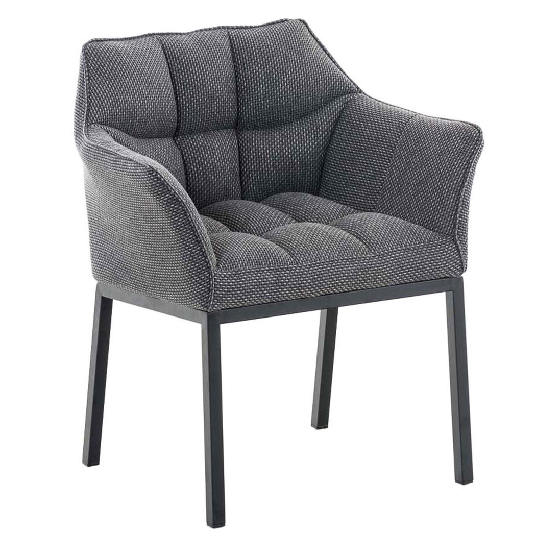 Silla de Confidente OCTAVIO TELA, Estructura Metálica Negra, Gran Acolchado en color Gris claro