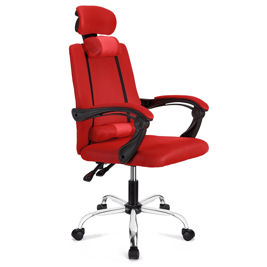 Silla Ergonómica FABIO, Reclinable, con Cojines, en Malla Transpirable color Rojo