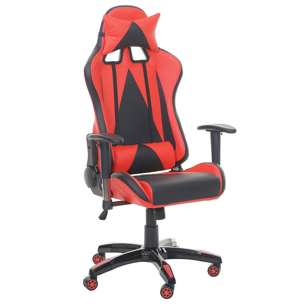 Silla Gaming RACING LUCA, Respaldo Reclinable, Cojines Lumbar y Cervical, En Piel Negro/Rojo