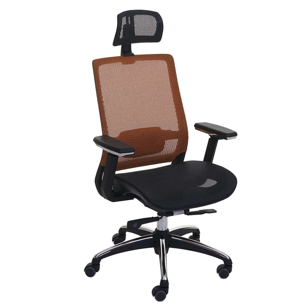 Silla Ergonómica NUTAL, Totalmente Ajustable, Soporte Lumbar, en Color Naranja