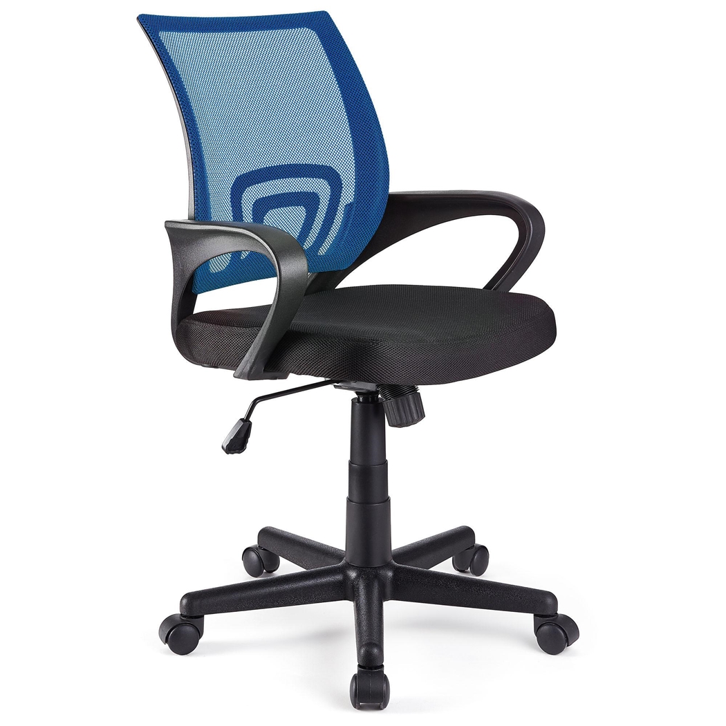DEMO# Silla de Oficina VISTO TELA, Bonito Diseño, Gran Asiento Acolchado, Color Azul