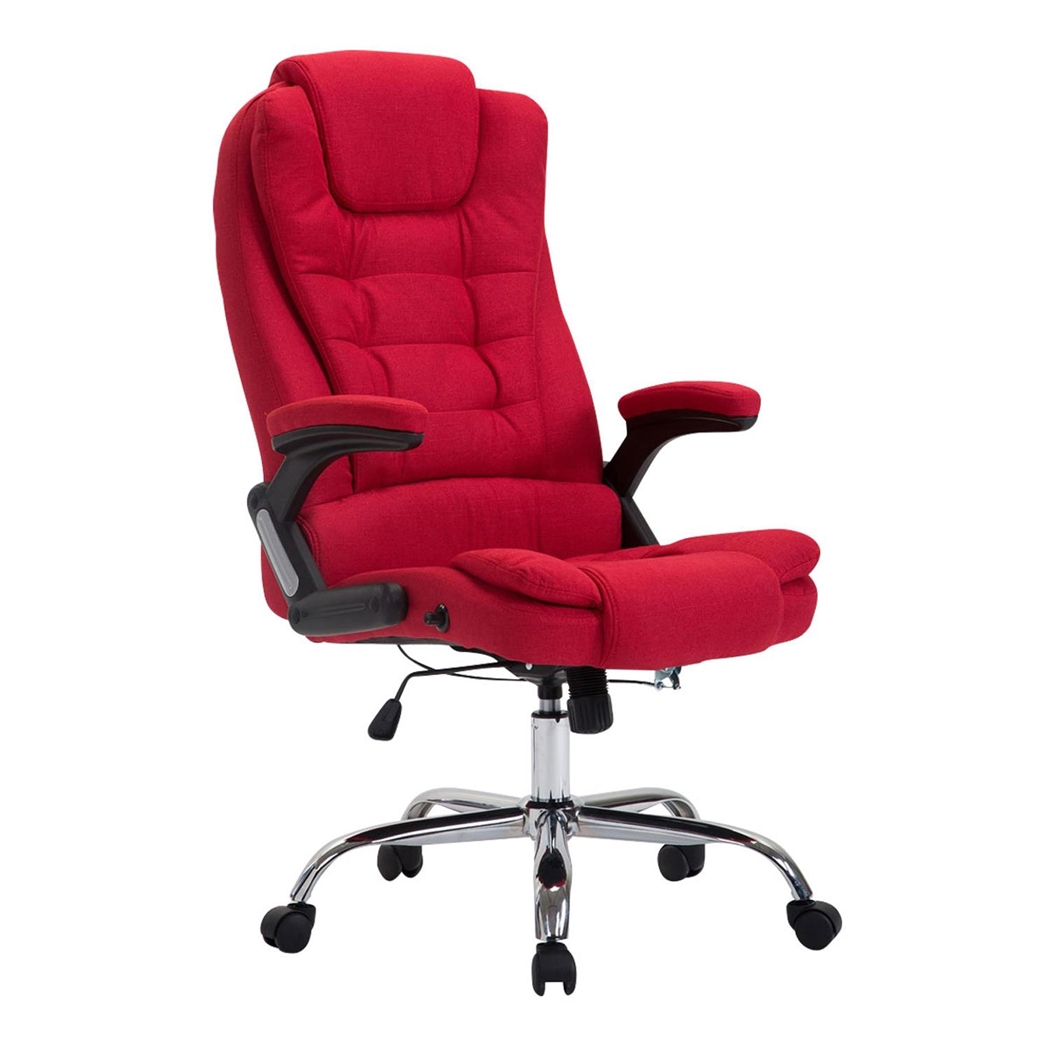 Sillón de Oficina SAN ANTONIO TELA, Gran Acolchado, Resistente hasta 150 kg, en Rojo