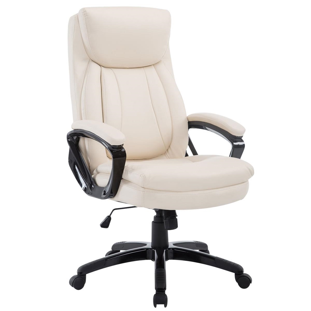 Sillón de Oficina TOMPA, Gran Acolchado, Resistente hasta 150 kg, en Piel Crema