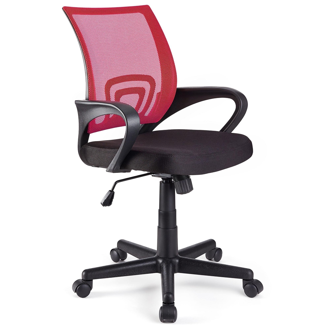 DEMO# Silla de Oficina VISTO TELA, Bonito Diseño, Gran Asiento Acolchado, Color Rojo