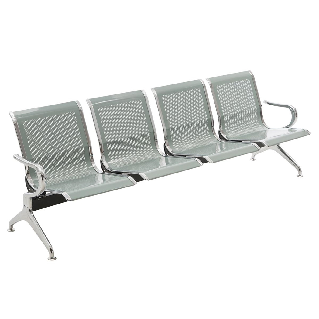 Bancada 4 Asientos AUREA, Estructura Metal, Asiento en Metal color Gris plata