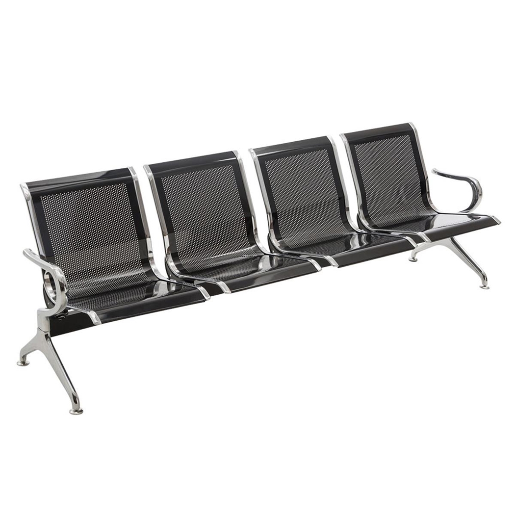 Bancada 4 Asientos AUREA, Estructura Metal, Asiento en Metal color Negro