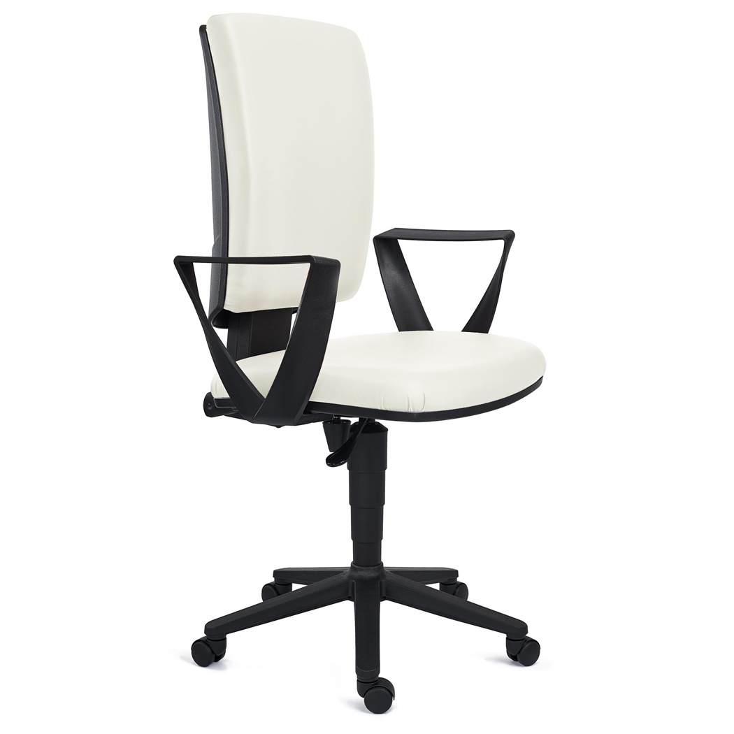 Silla de Oficina ATLAS PIEL, Respaldo Ajustable, Gran Acolchado, En Blanco