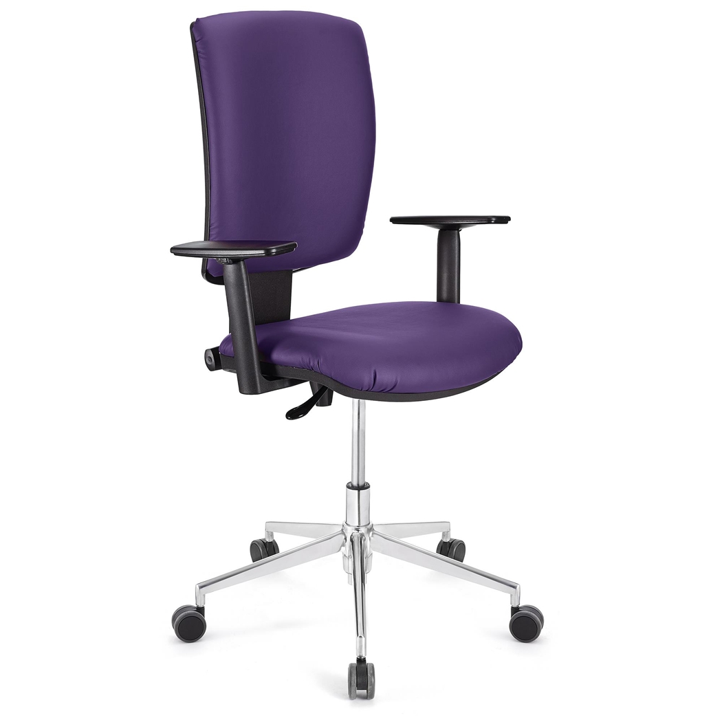 Silla de Oficina ATLAS PRO PIEL, Respaldo y Brazos Ajustables, Base Metálica, En Morado