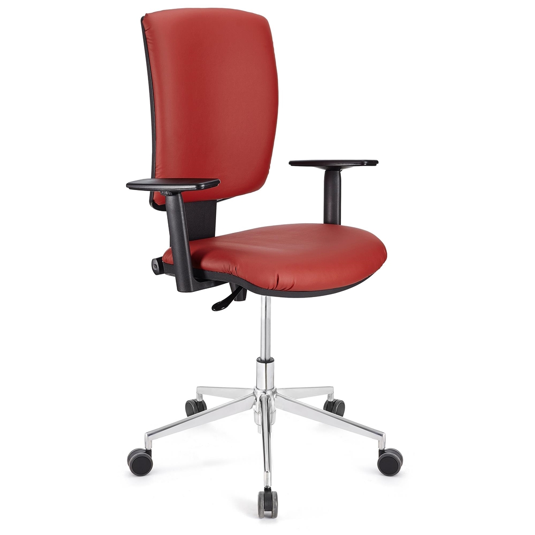 Silla de Oficina ATLAS PRO PIEL, Respaldo y Brazos Ajustables, Base Metálica, En Rojo