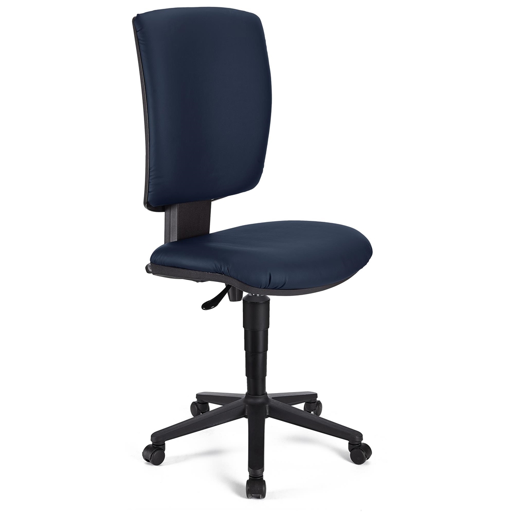 Silla de Oficina ATLAS SIN BRAZOS PIEL, Respaldo Ajustable, Gran Acolchado, En Azul