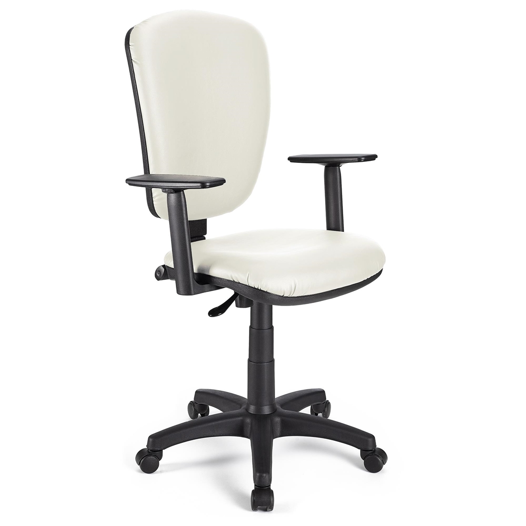 Silla de Oficina CALIPSO PLUS PIEL, Respaldo y Reposabrazos Ajustables, Robusta, En Blanco