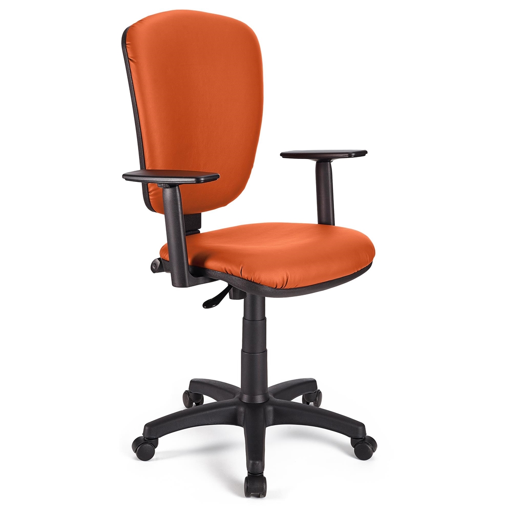 Silla de Oficina CALIPSO PLUS PIEL, Respaldo y Reposabrazos Ajustables, Robusta, En Naranja