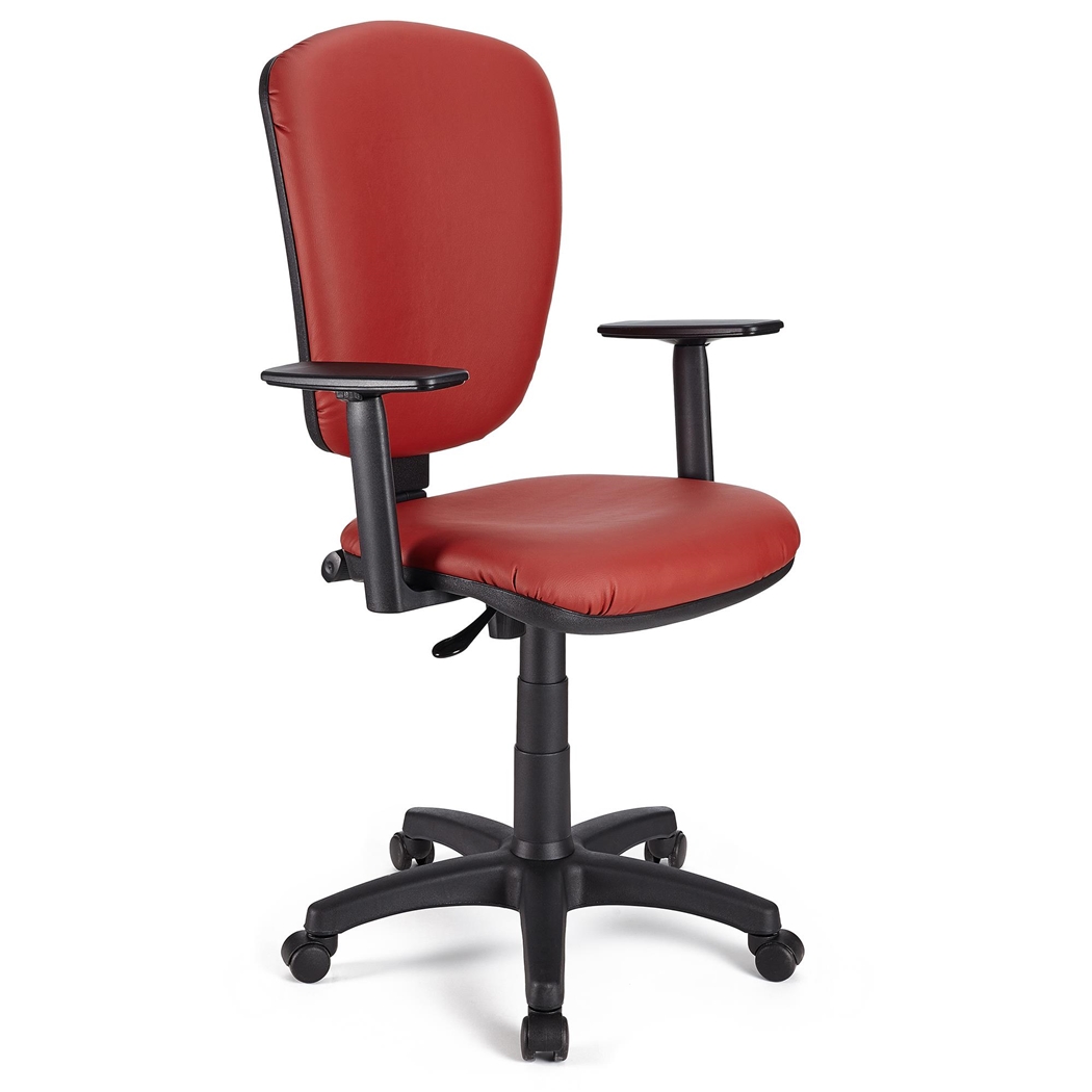 Silla de Oficina CALIPSO PLUS PIEL, Respaldo y Reposabrazos Ajustables, Robusta, En Rojo