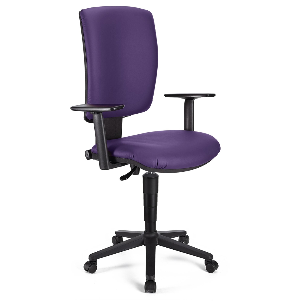 Silla de Oficina ATLAS PLUS PIEL, Respaldo y Brazos Ajustables, Gran Acolchado, En Morado