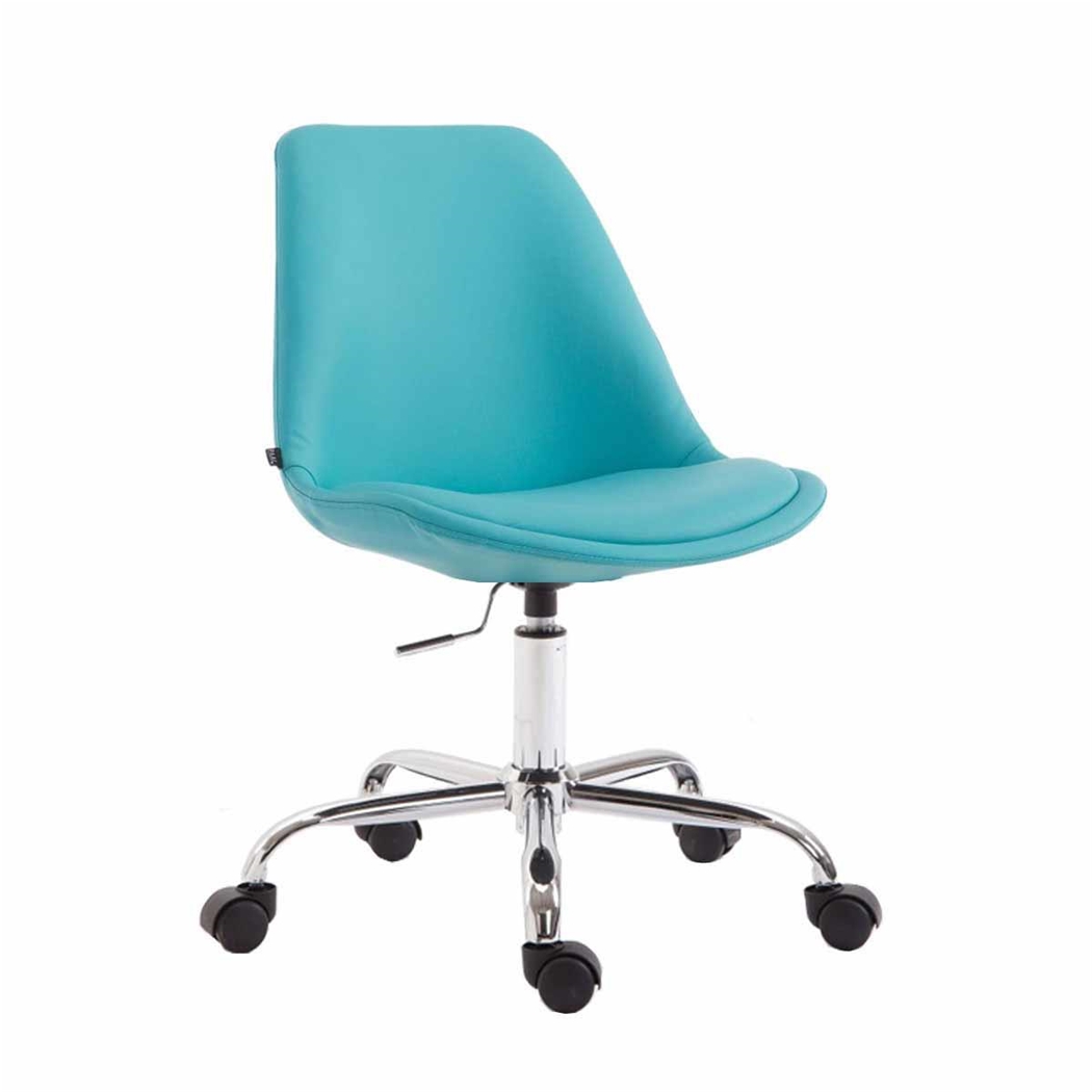 Silla de Oficina de Diseño TULUM, Base Metálica, En Piel color Azul