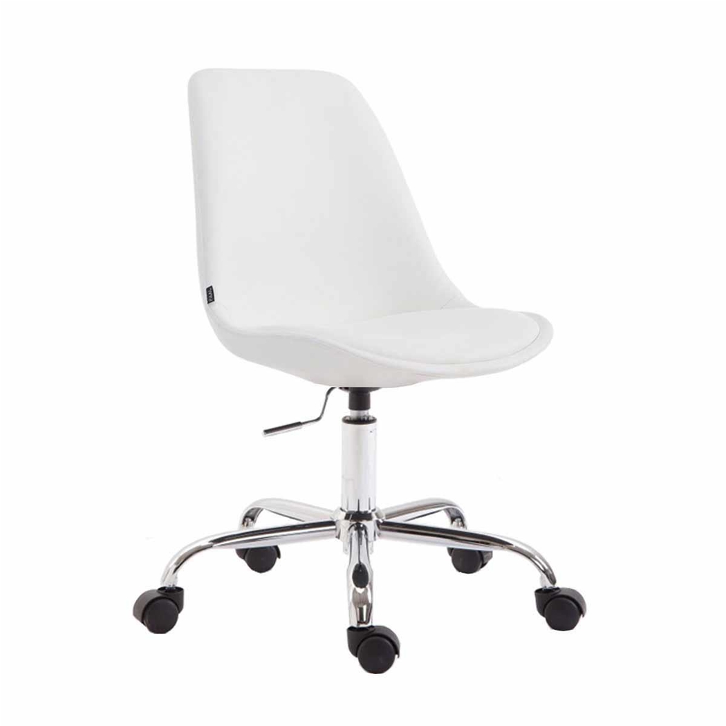 Silla de Oficina de Diseño TULUM, Base Metálica, En Piel color Blanco