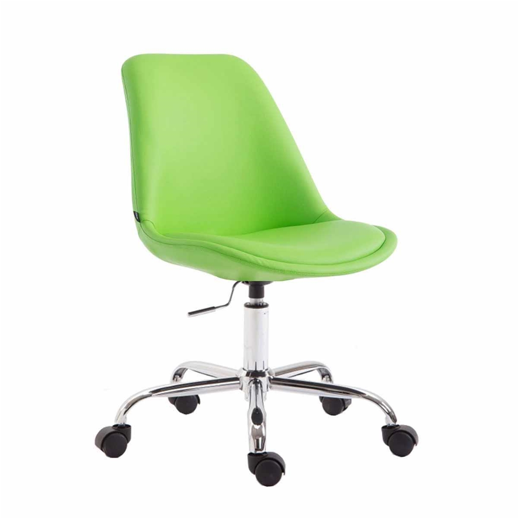 Silla de Oficina de Diseño TULUM, Base Metálica, En Piel color Verde
