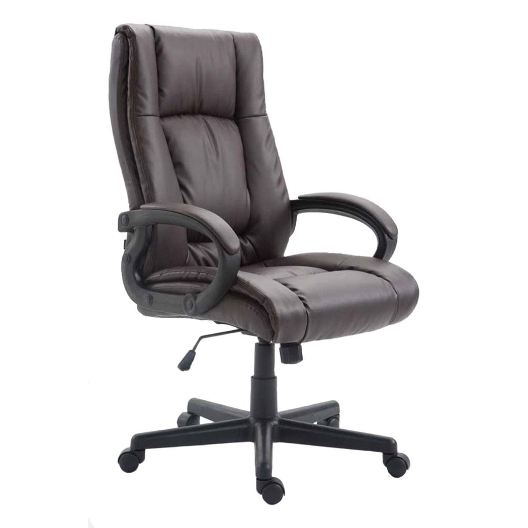 Sillón de oficina NINA PIEL, Gran Acolchado, Diseño Elegante, En Piel Color Marrón