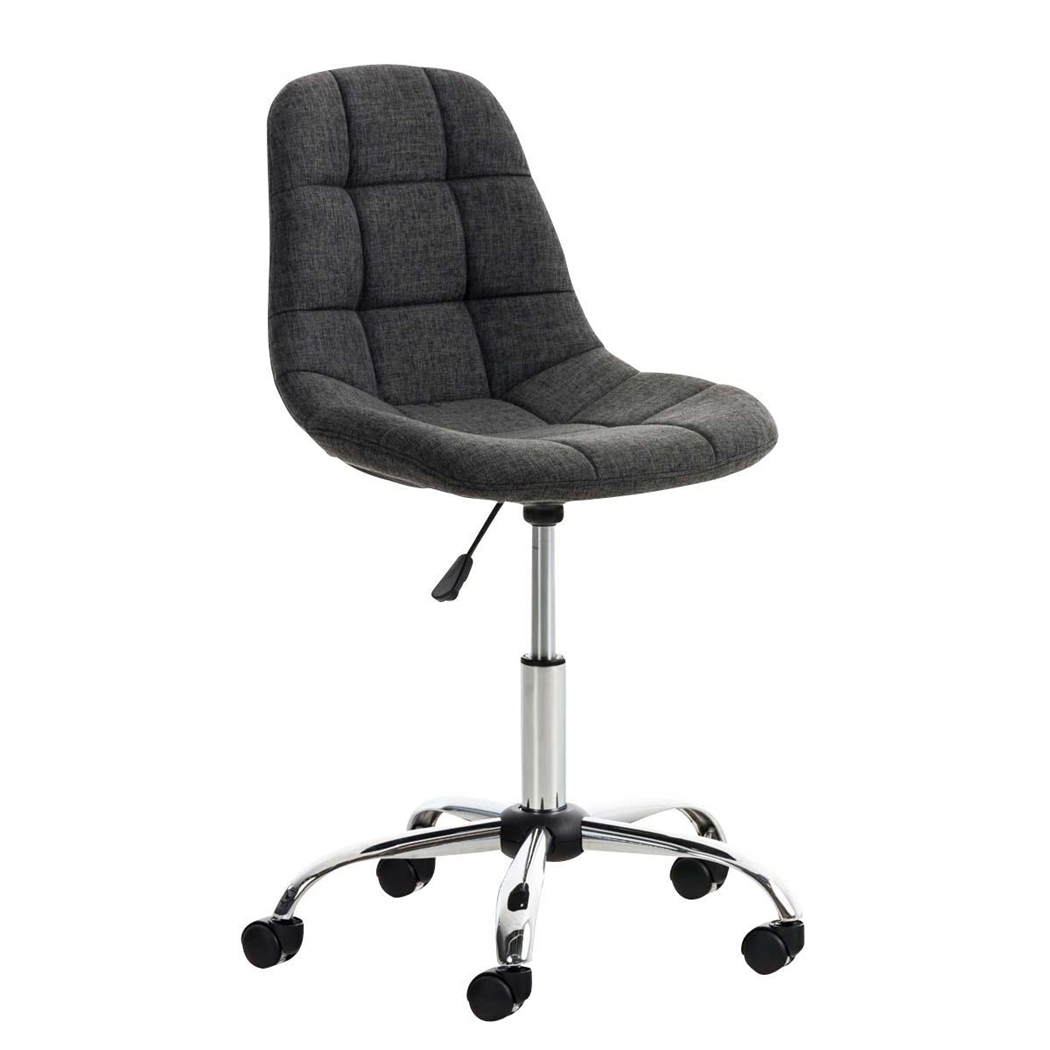 Silla de Oficina EMILY, Estructura Metálica, Diseño Exclusivo, en Tela Color Gris Oscuro