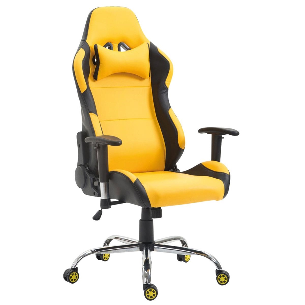 Silla Gaming ROSBY, Diseño Deportivo y Gran Comodidad, en Piel, Color Amarillo