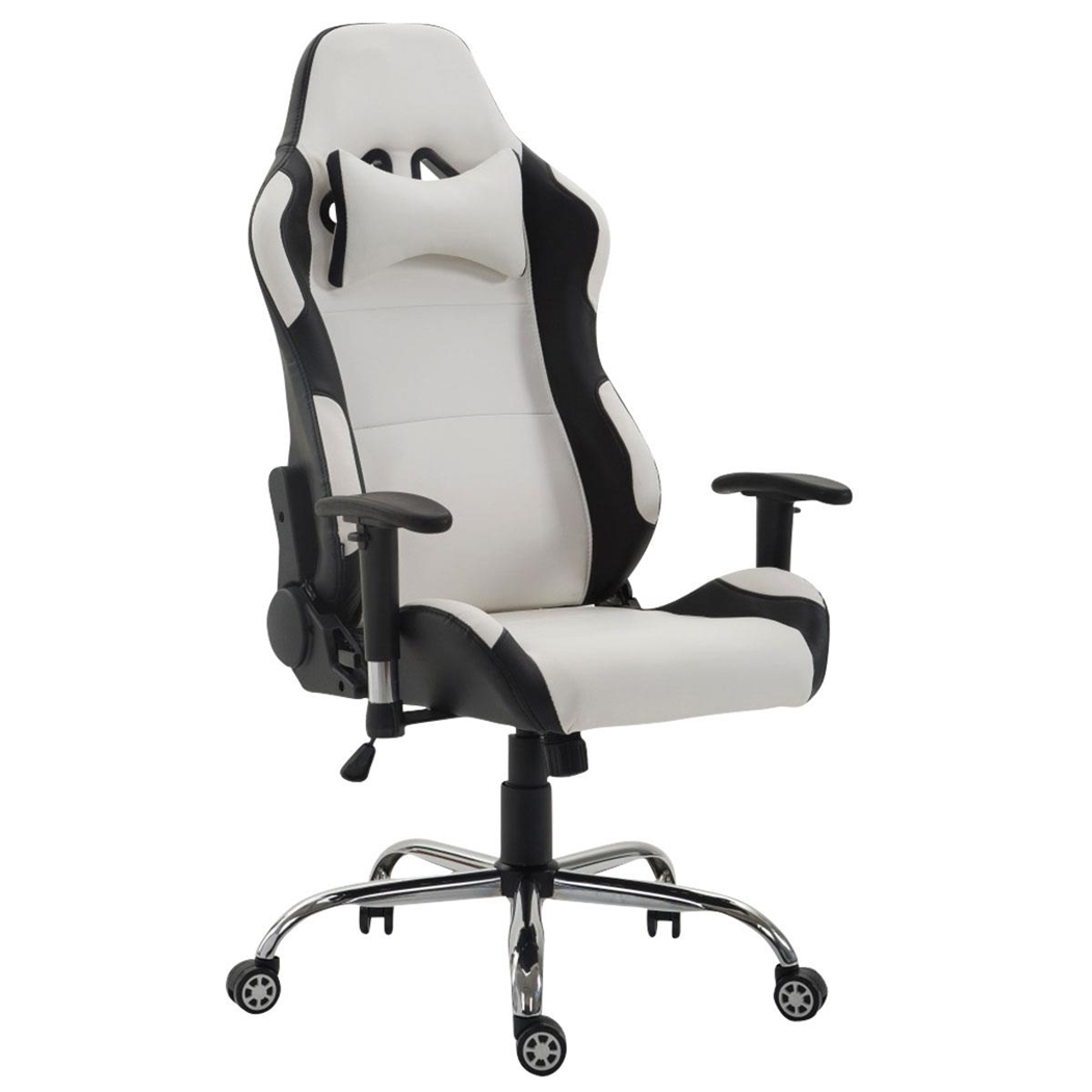 Silla Gaming ROSBY, Diseño Deportivo y Gran Comodidad, en Piel, Color Blanco