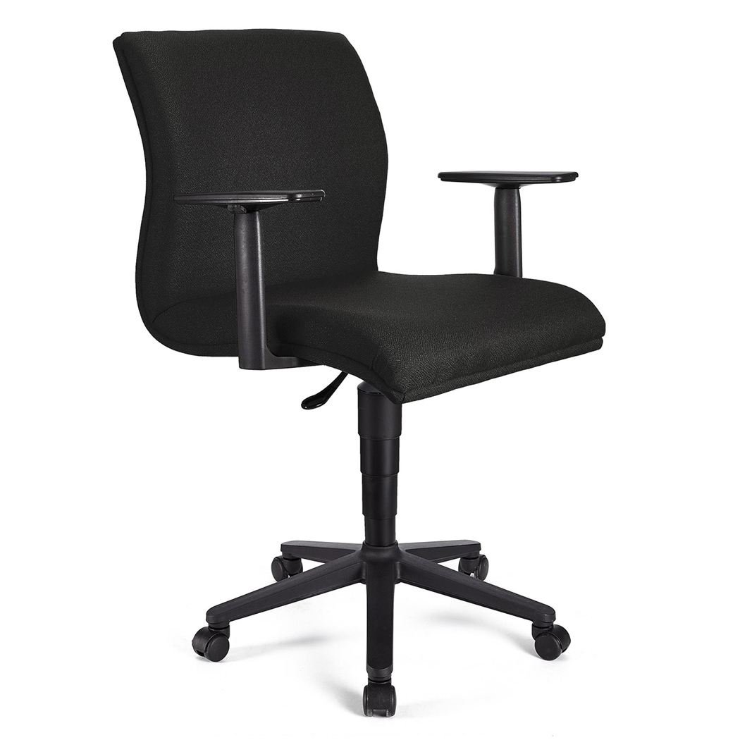 Silla de Oficina ANIBAL BASE, Brazos Ajustables, Acolchado en Tela Negra